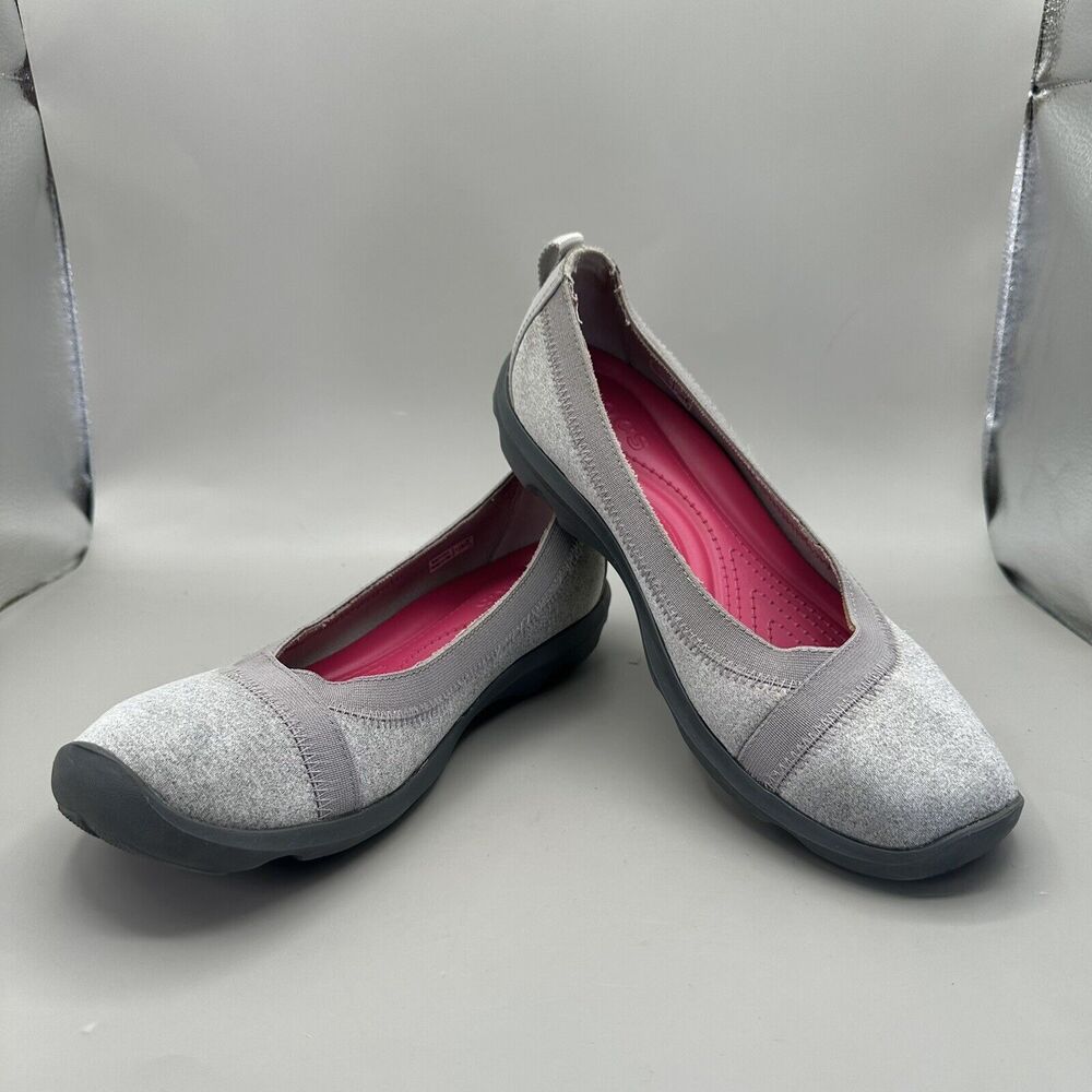 Crocs Womens Busy Day Ballet Wedge Heathered Light Grey Relaxed Fit Shoes Size 9 - Picture 5 of 9